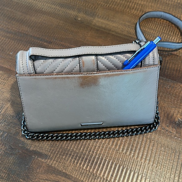 Rebecca Minkoff Small Love Leather Chevron Crossbody Bag | Grey - Picture 13 of 15